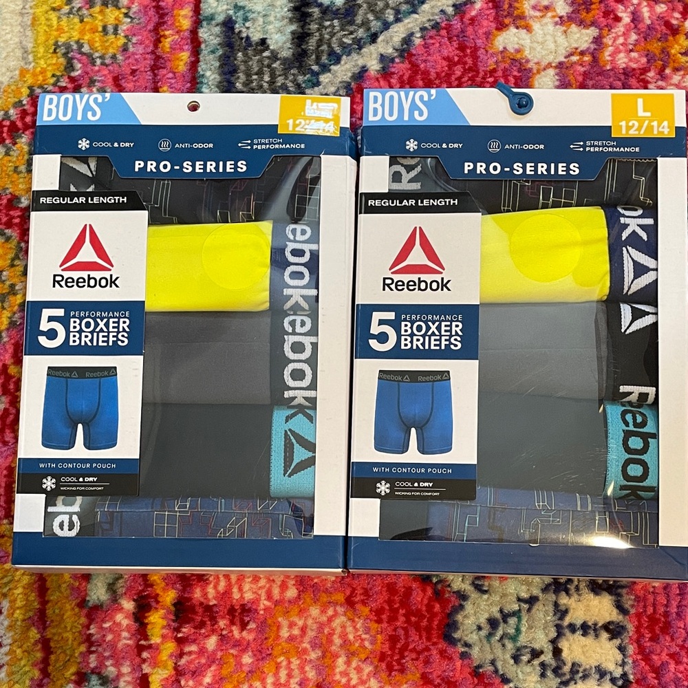 Reebok Pro-Series Boys' Boxer Briefs - Blue, Black, Yellow (size 12/14)